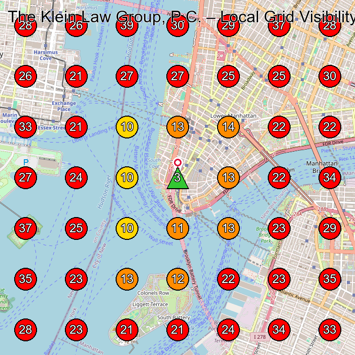 The Klein Law Group, P.C. GeoGrid visibility map for Labor Relations Attorney in New York